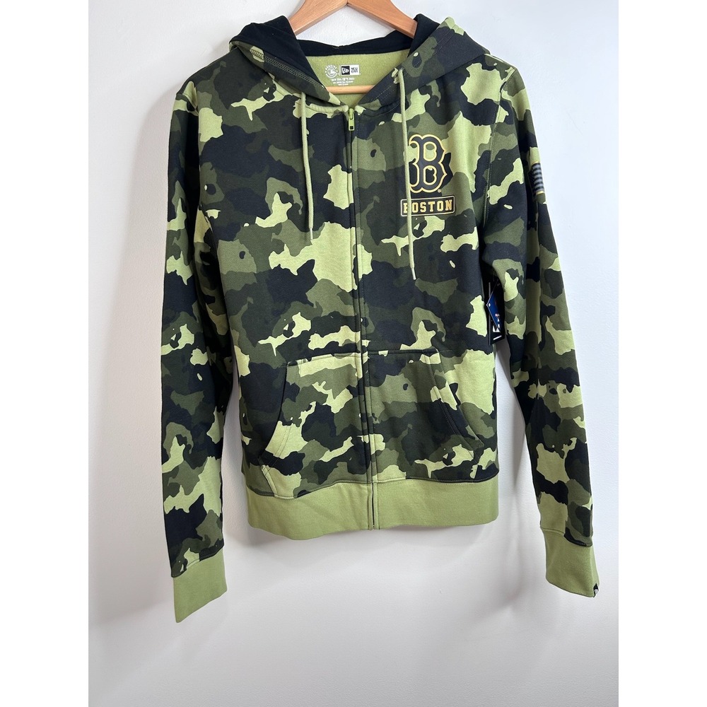New Era Boston Red Sox Womens Camo Full Zip Hoodie Green Camouflage Large L NEW